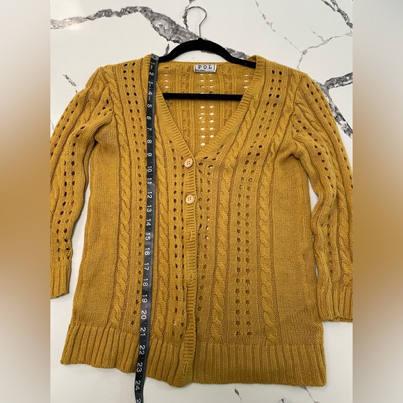 Open Knit Mustard Cardigan (M) - Picture 3 of 4